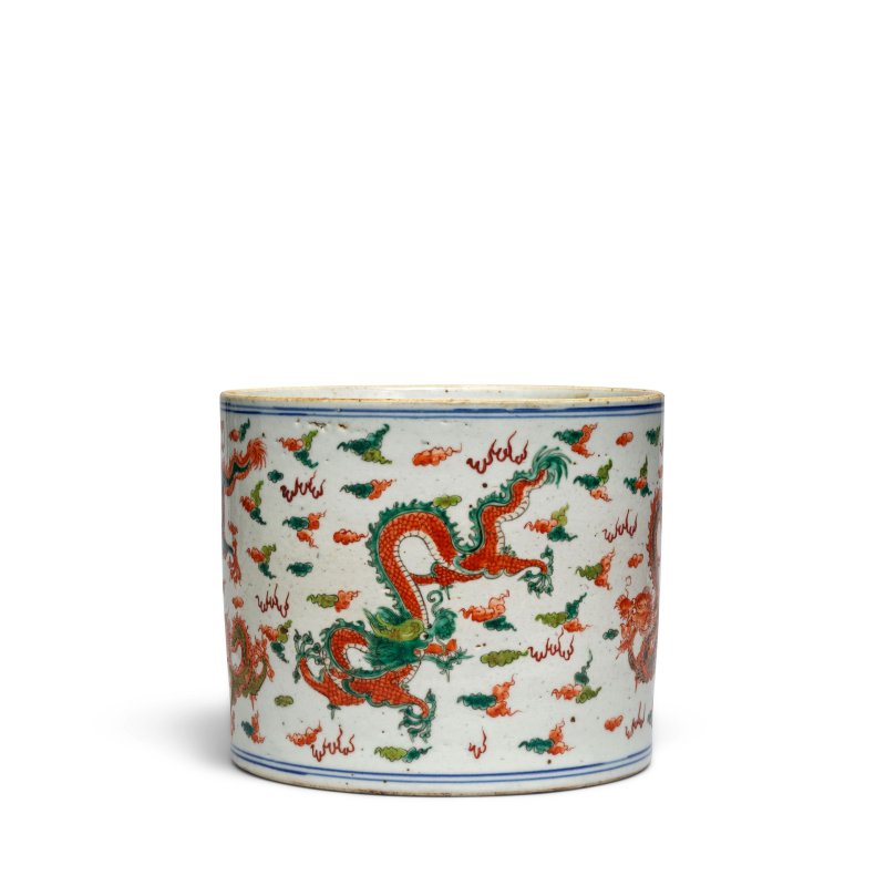 晚清 五彩龍紋筆筒 | A POLYCHROME ENEMELLED 'DRAGON' BRUSHPOT, BITONG - 图5