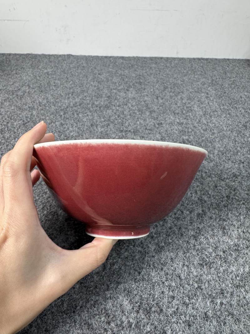 清道光 霽紅釉碗一對 - 图4