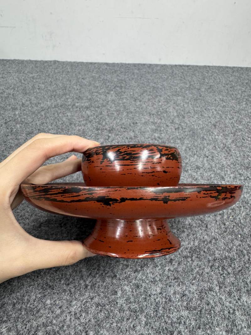 建窯「灰被天目」碗 帶日本朱漆盞托 - 图12