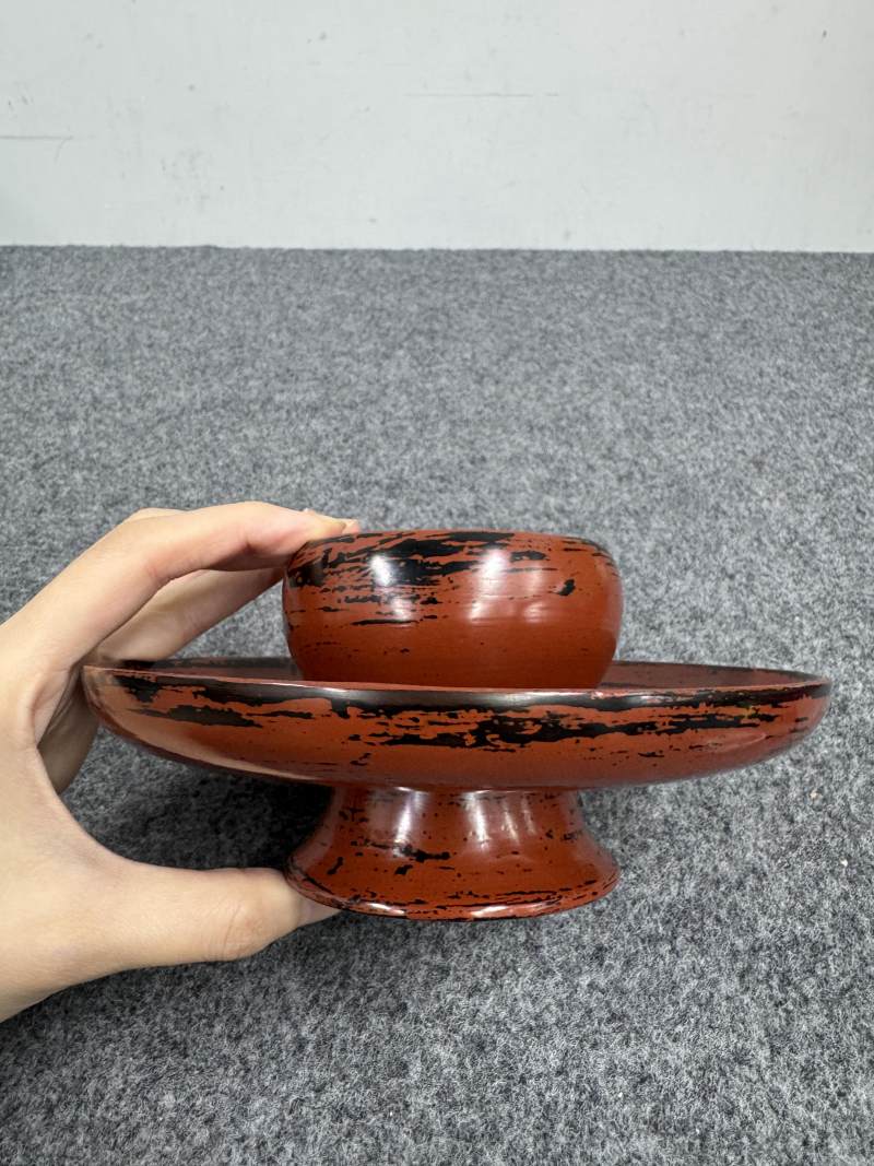建窯「灰被天目」碗 帶日本朱漆盞托 - 图13