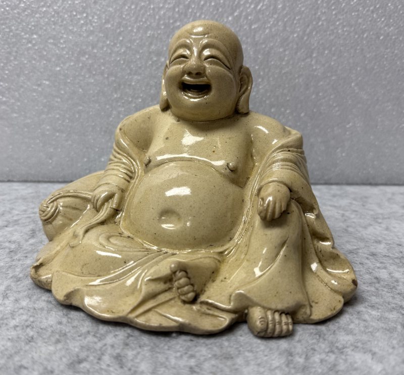 明 漳州窯米黃釉布袋和尚 - 图2