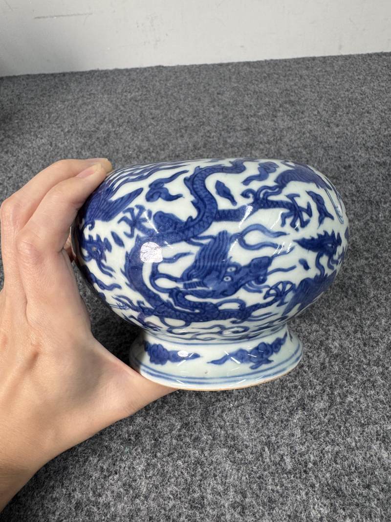 明萬曆 青花龍鳳仙鶴紋水丞 - 图9