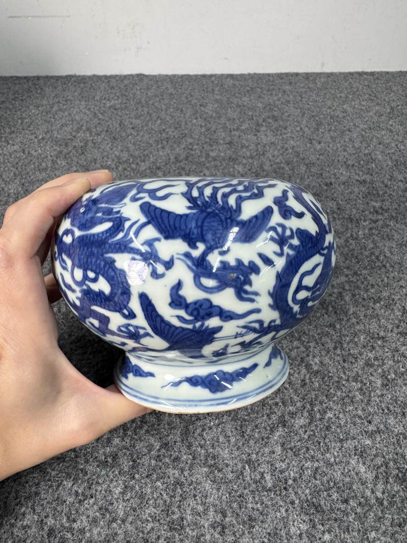 明萬曆 青花龍鳳仙鶴紋水丞 - 图10