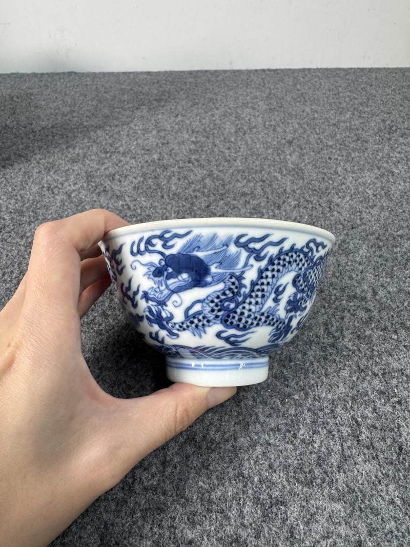 清道光 青花龍紋碗 - 图5