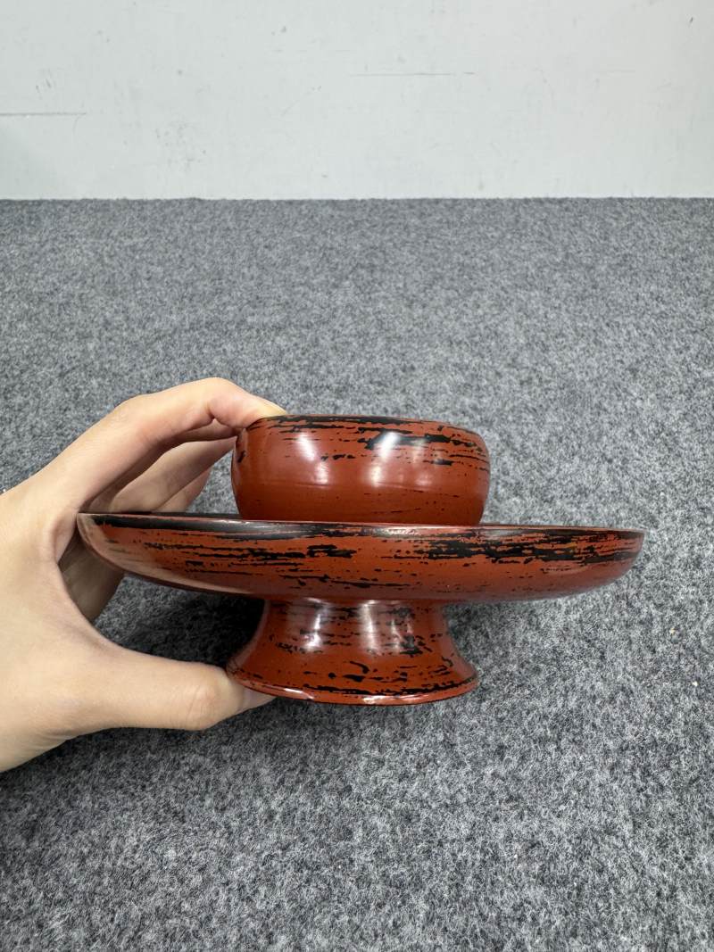 建窯「灰被天目」碗 帶日本朱漆盞托 - 图14