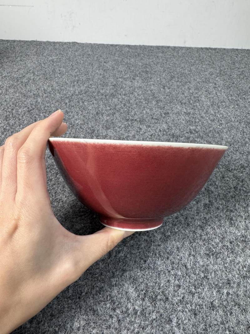 清道光 霽紅釉碗一對 - 图6