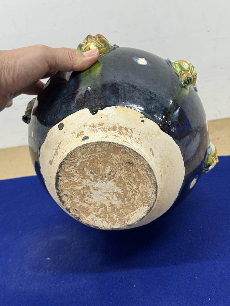 三彩藍釉獸面罐 - 图8