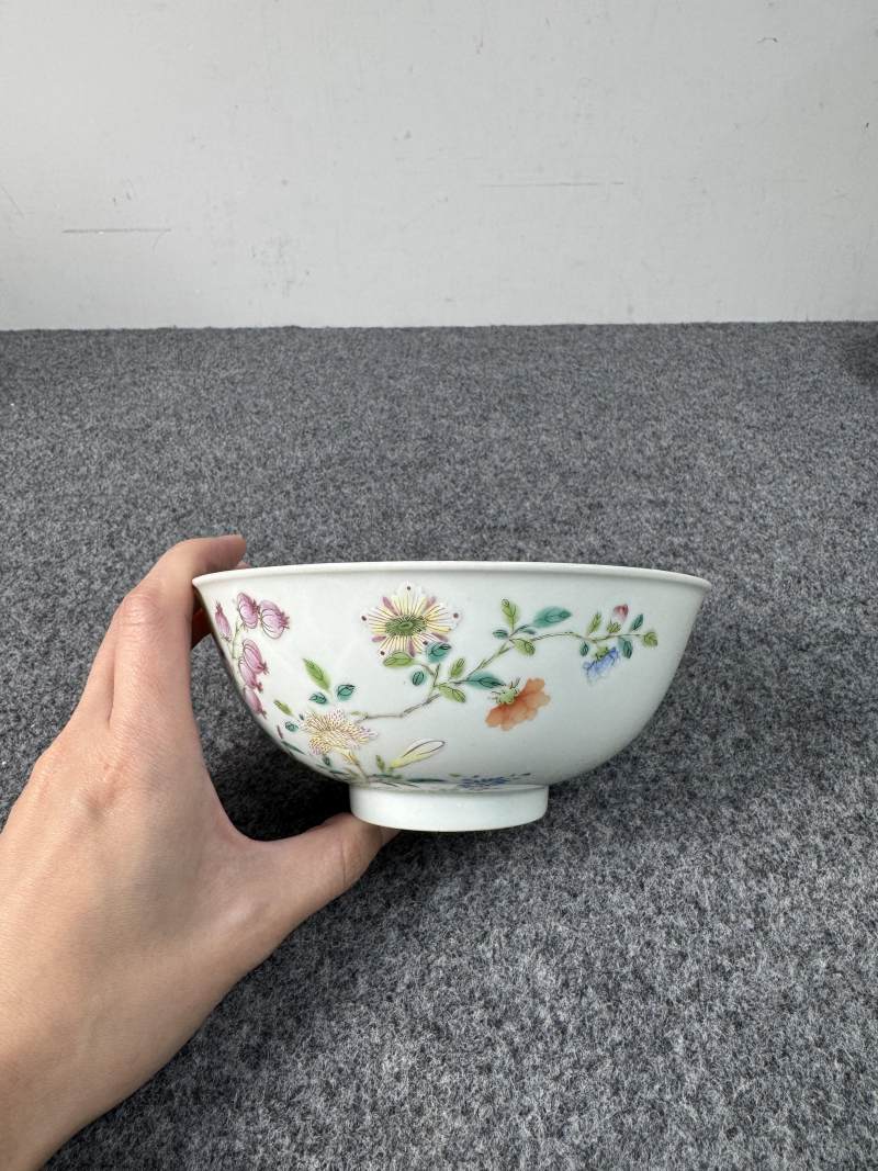 清道光 粉彩花卉紋碗 - 图3