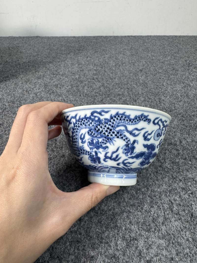 清道光 青花龍紋碗 - 图7