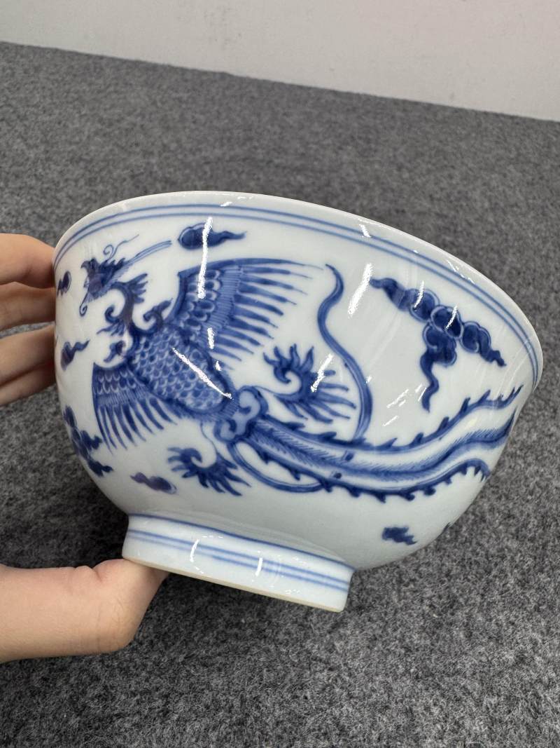 清康熙 青花鳳紋碗 - 图4