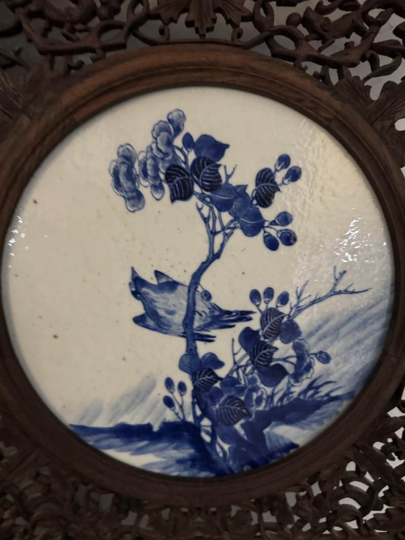 清 青花耕織圖花鳥屏風八扇 - 图27