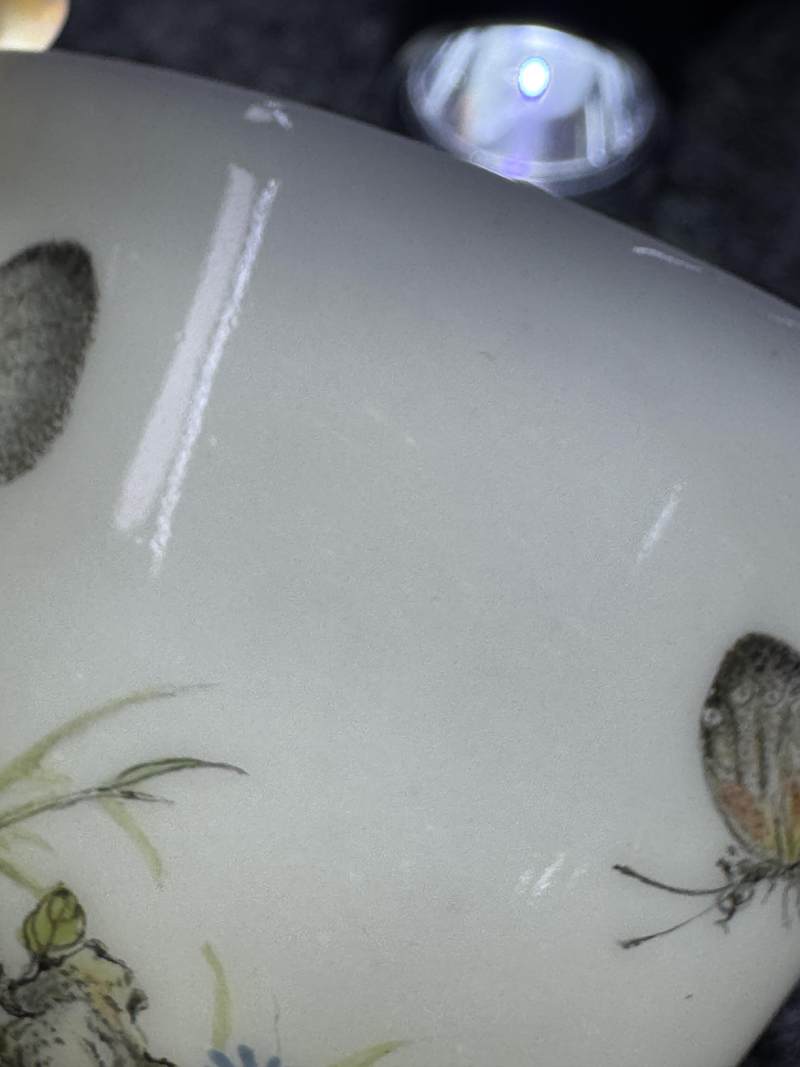 清雍正 彩或為民國後加 粉彩花蝶紋杯 - 图11