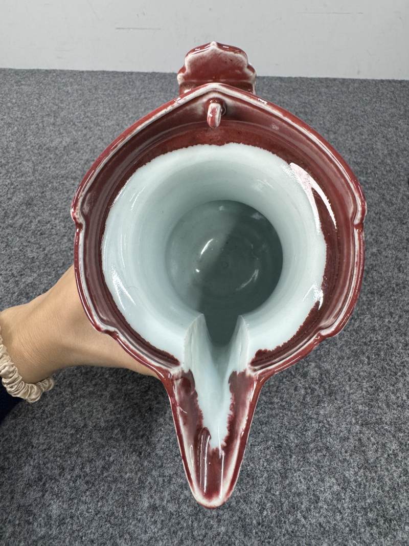 清康熙 霽紅釉僧帽壺 - 图12
