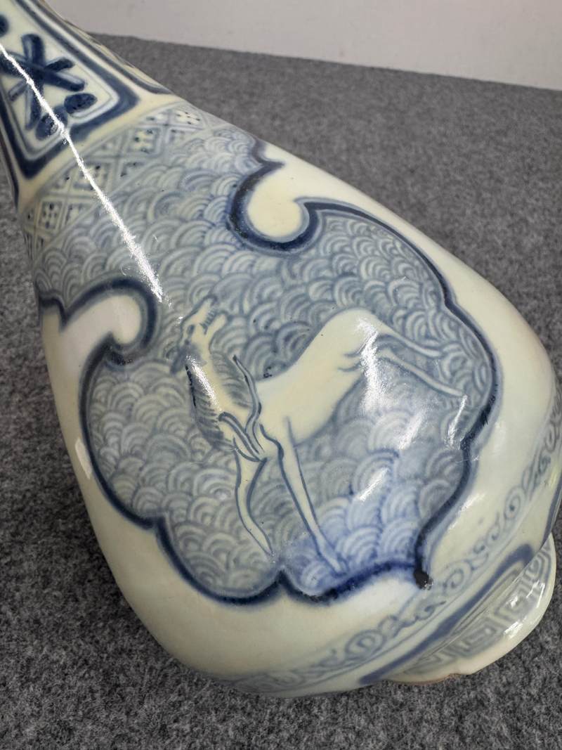 元 青花海水飛馬蕉葉紋玉壺春瓶 - 图15