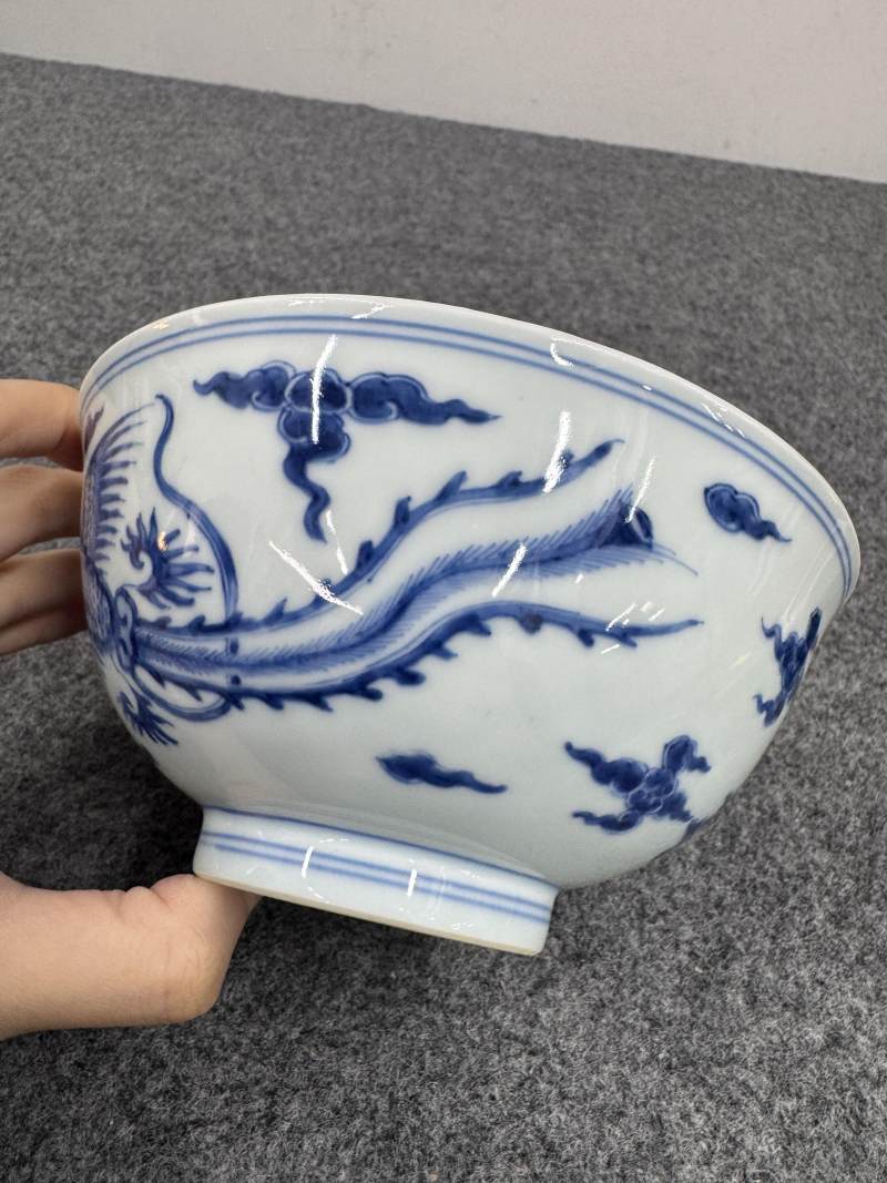 清康熙 青花鳳紋碗 - 图5