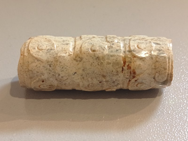 良渚文化  青白玉獸面紋三層勒子 - 图4