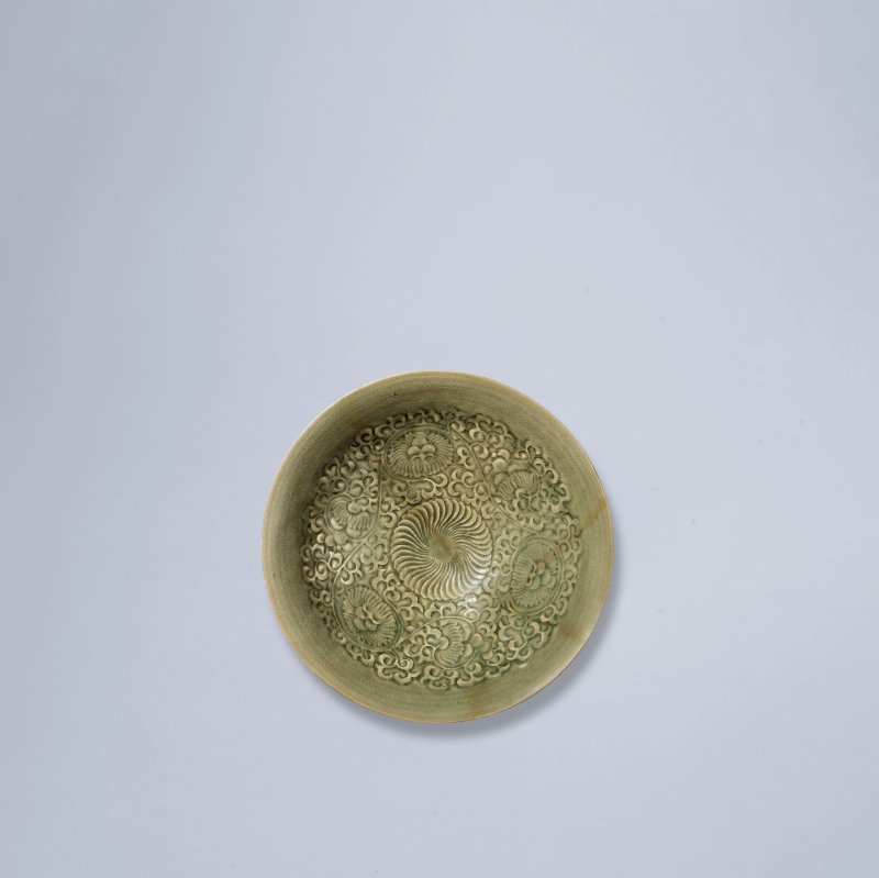 宋至金 耀州窑青釉印花大碗