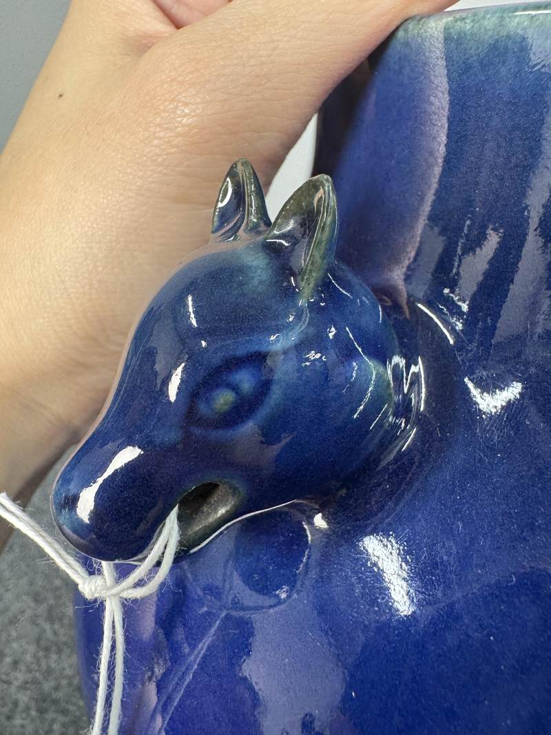 清乾隆 藍釉雙獸耳罐 - 图9