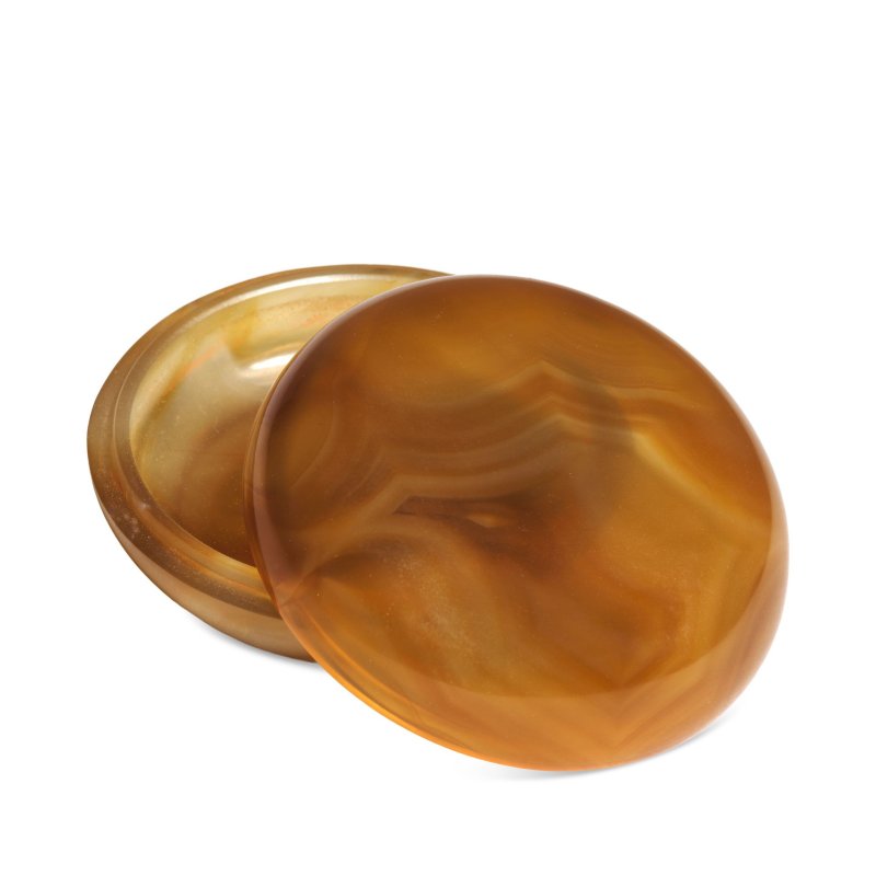 清乾隆 瑪瑙印泥盒 | A RARE AGATE CIRCULAR SEAL PASTE BOX AND COVER