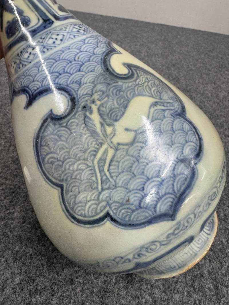 元 青花海水飛馬蕉葉紋玉壺春瓶 - 图17