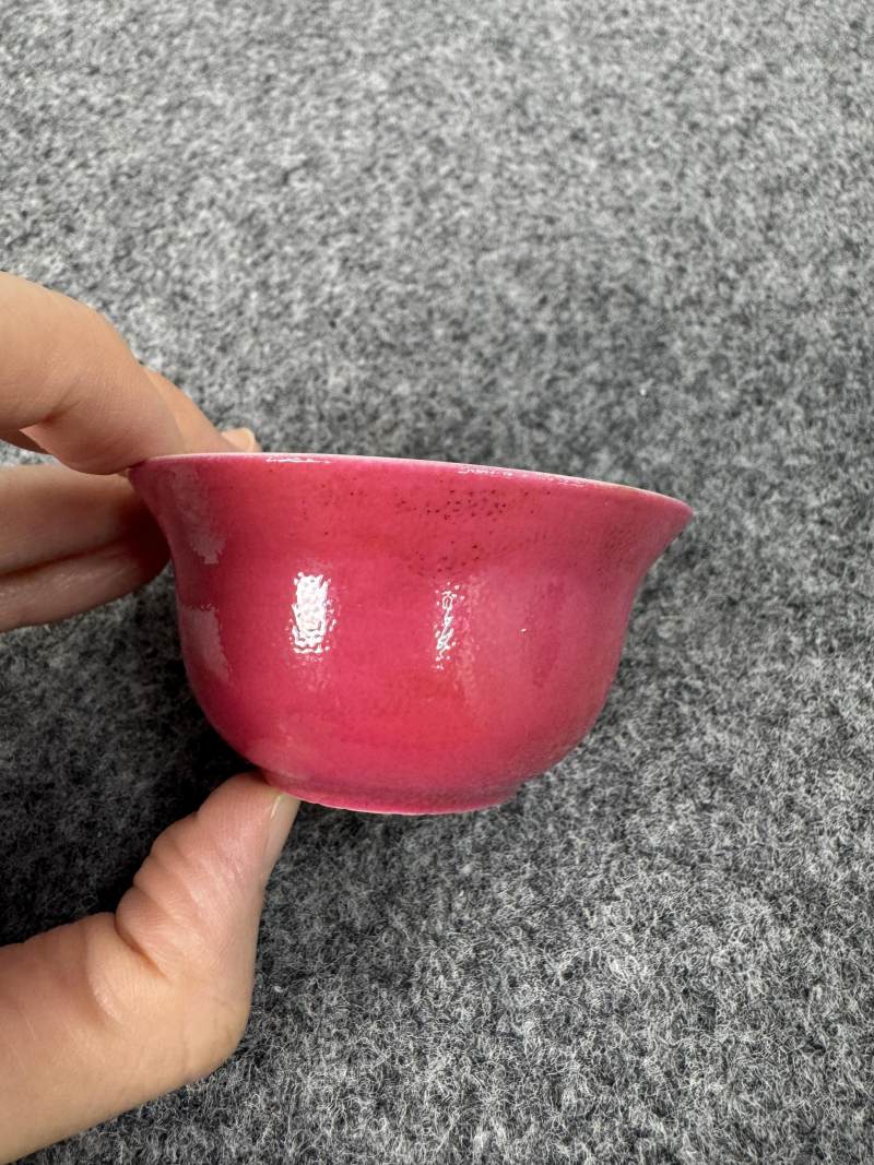 清雍正 胭脂紅釉杯 - 图4