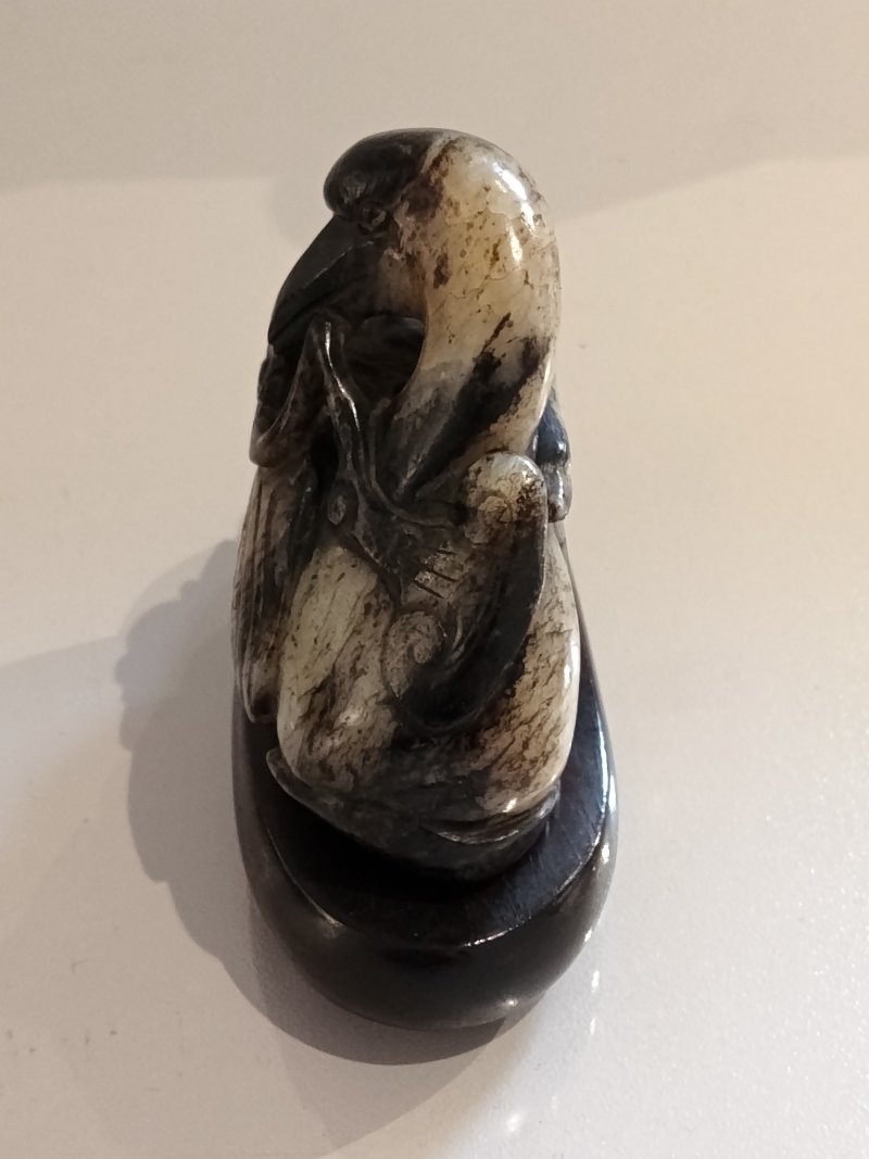 元 白玉黑沁雙鵝獻瑞擺件 - 图5