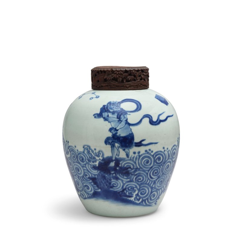 清順治 青花魁星點斗圖詩文罐 | A RARE BLUE AND WHITE 'KUI XING' JAR - 图8