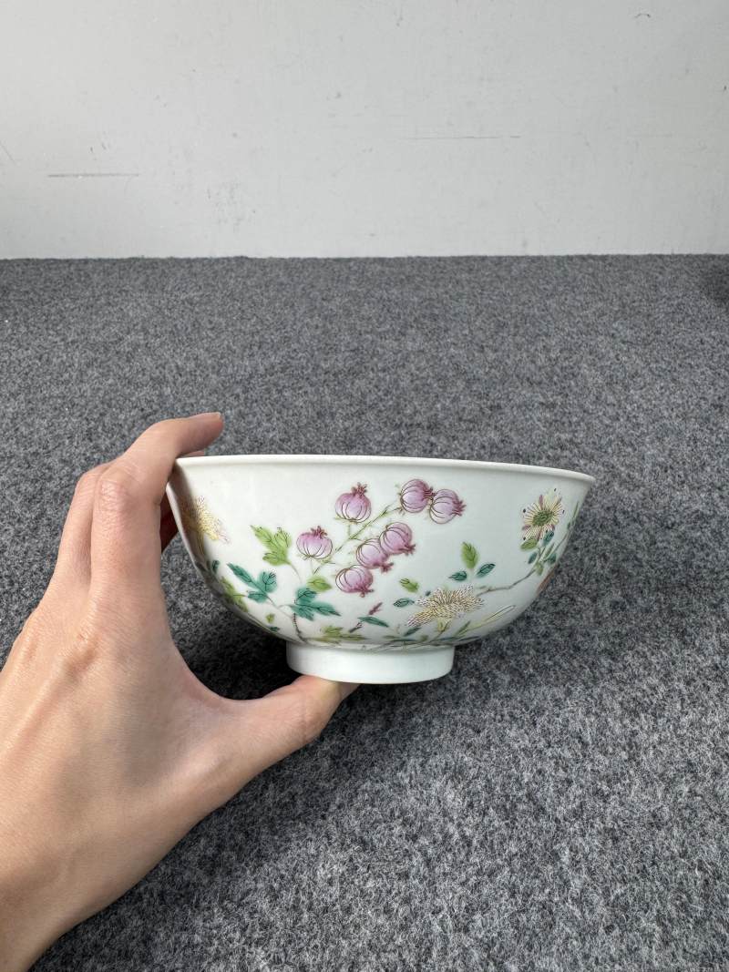 清道光 粉彩花卉紋碗 - 图4