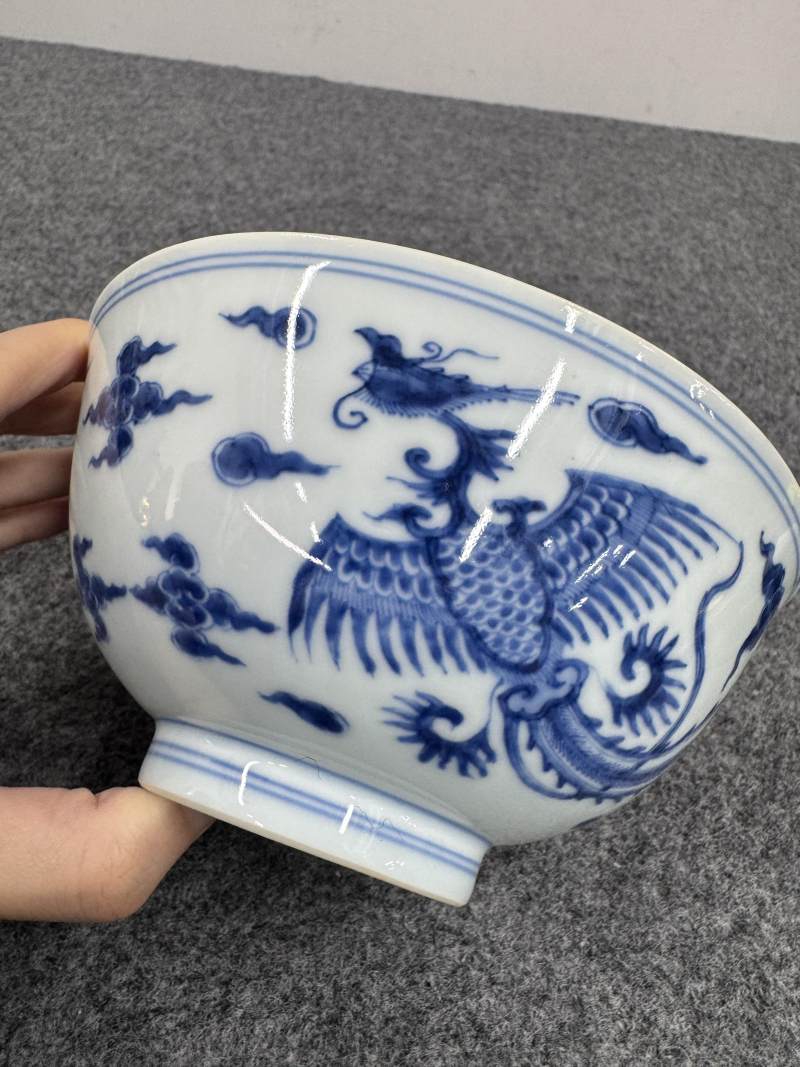 清康熙 青花鳳紋碗 - 图7