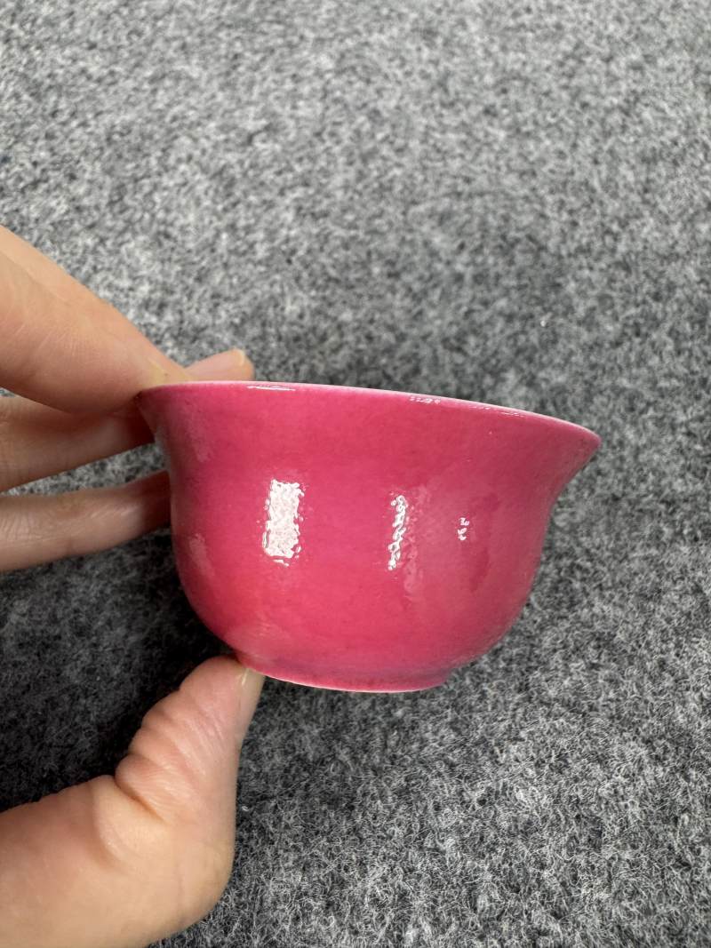 清雍正 胭脂紅釉杯 - 图5