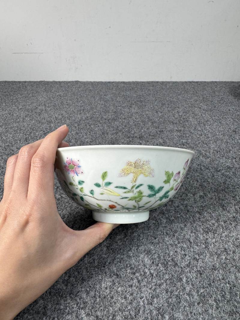 清道光 粉彩花卉紋碗 - 图5