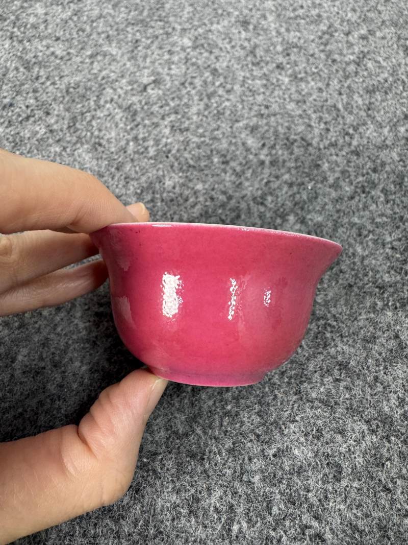 清雍正 胭脂紅釉杯 - 图6