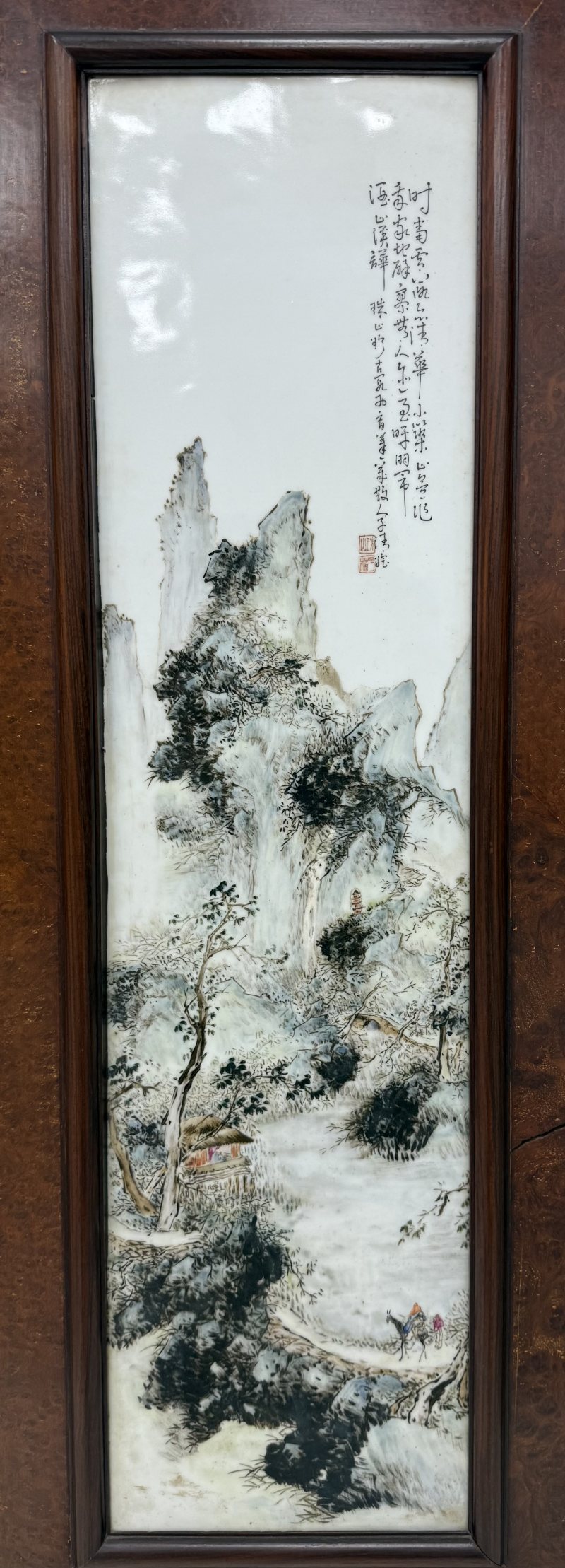 民國段子安 粉彩山水瓷板一套（四屏） - 图7
