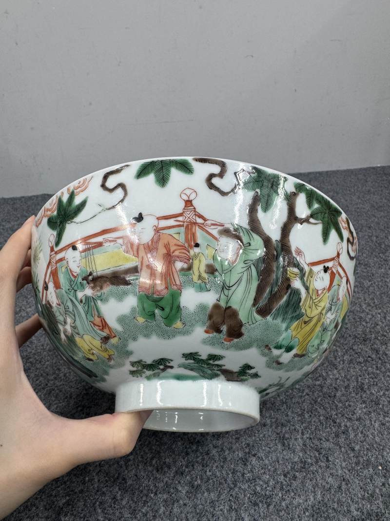 清康熙 五彩嬰戲圖大碗 - 图10