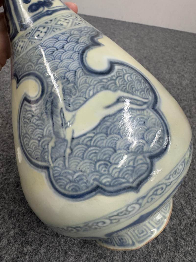 元 青花海水飛馬蕉葉紋玉壺春瓶 - 图19
