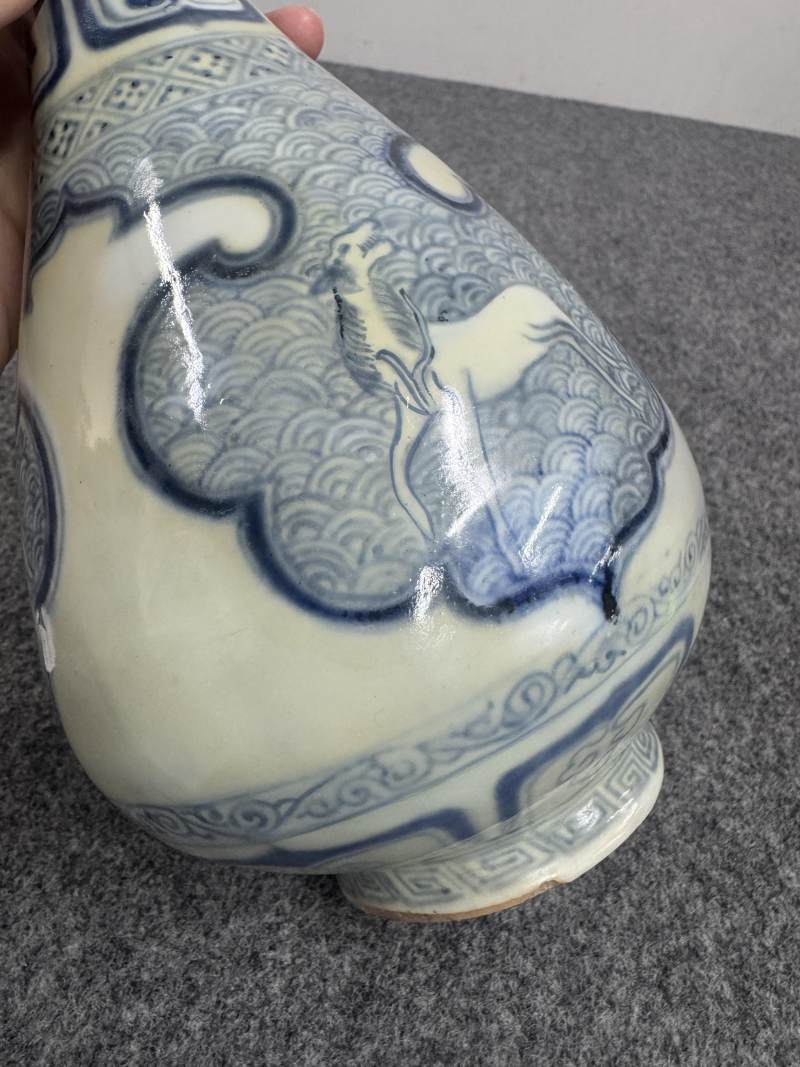 元 青花海水飛馬蕉葉紋玉壺春瓶 - 图20