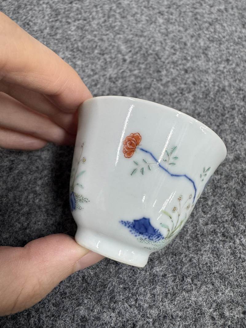 清乾隆 五彩水仙花花神杯 - 图3