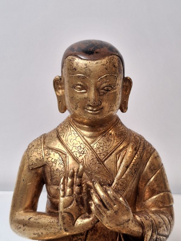 16世紀銅鎏金俄爾寺第七任堪千昆秋貝像 - 图2