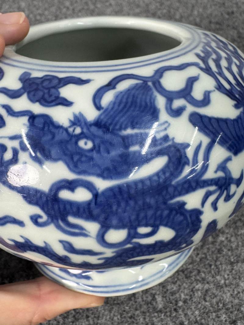 明萬曆 青花龍鳳仙鶴紋水丞 - 图18