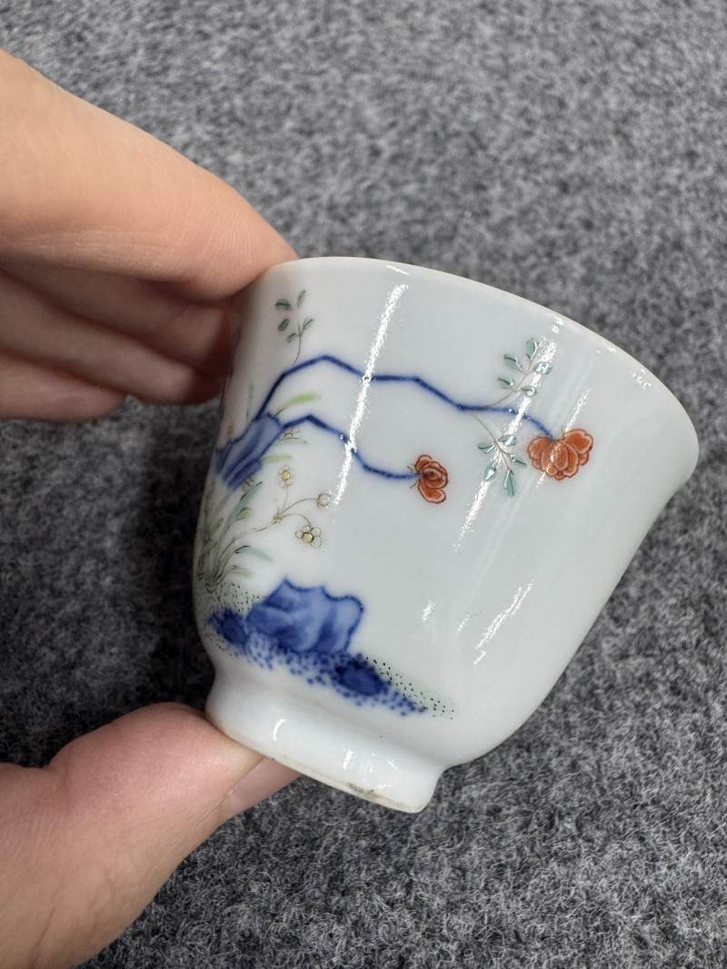 清乾隆 五彩水仙花花神杯 - 图5