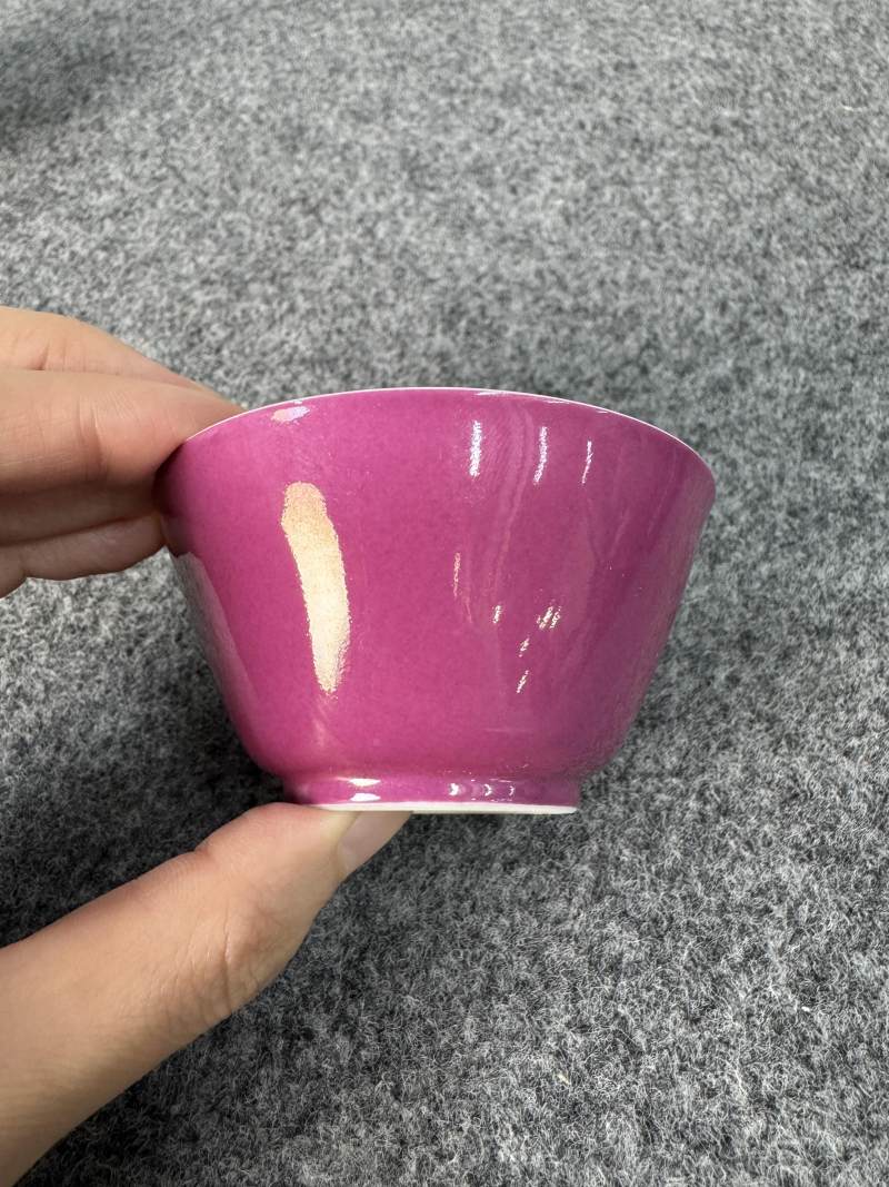 清雍正 胭脂紅釉內粉彩瓜果紋杯一對 - 图15
