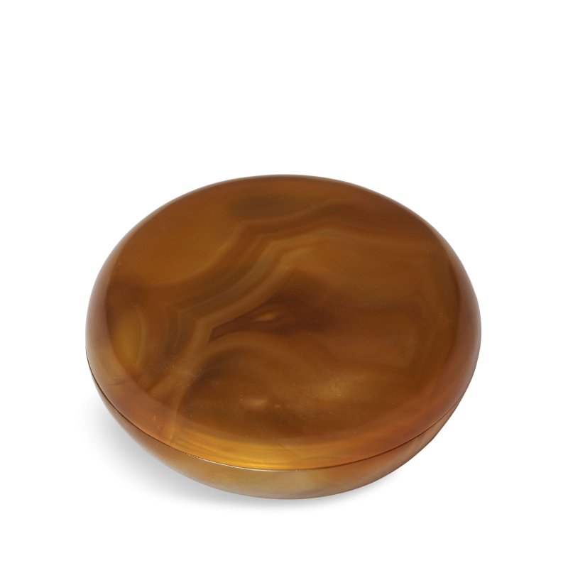 清乾隆 瑪瑙印泥盒 | A RARE AGATE CIRCULAR SEAL PASTE BOX AND COVER - 图3