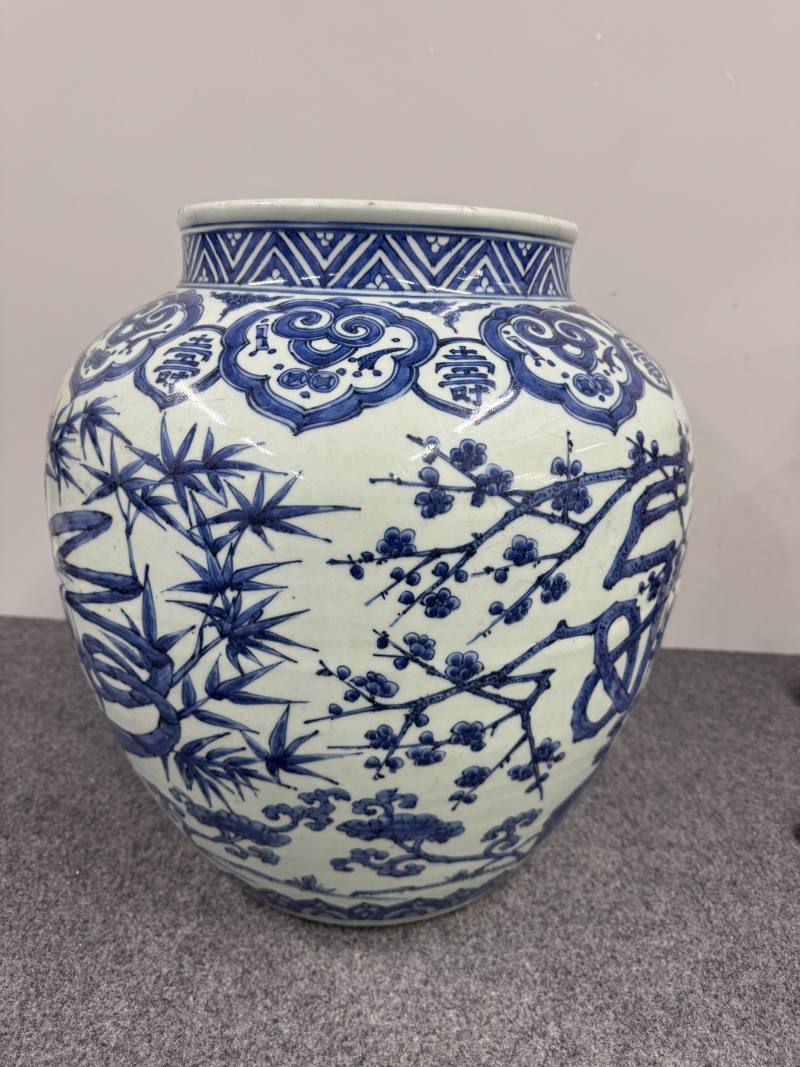 明嘉靖 青花「福祿壽」大罐 - 图3