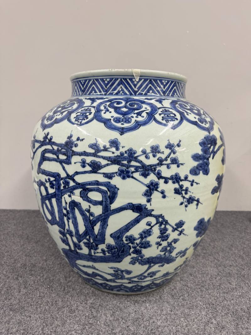 明嘉靖 青花「福祿壽」大罐 - 图4