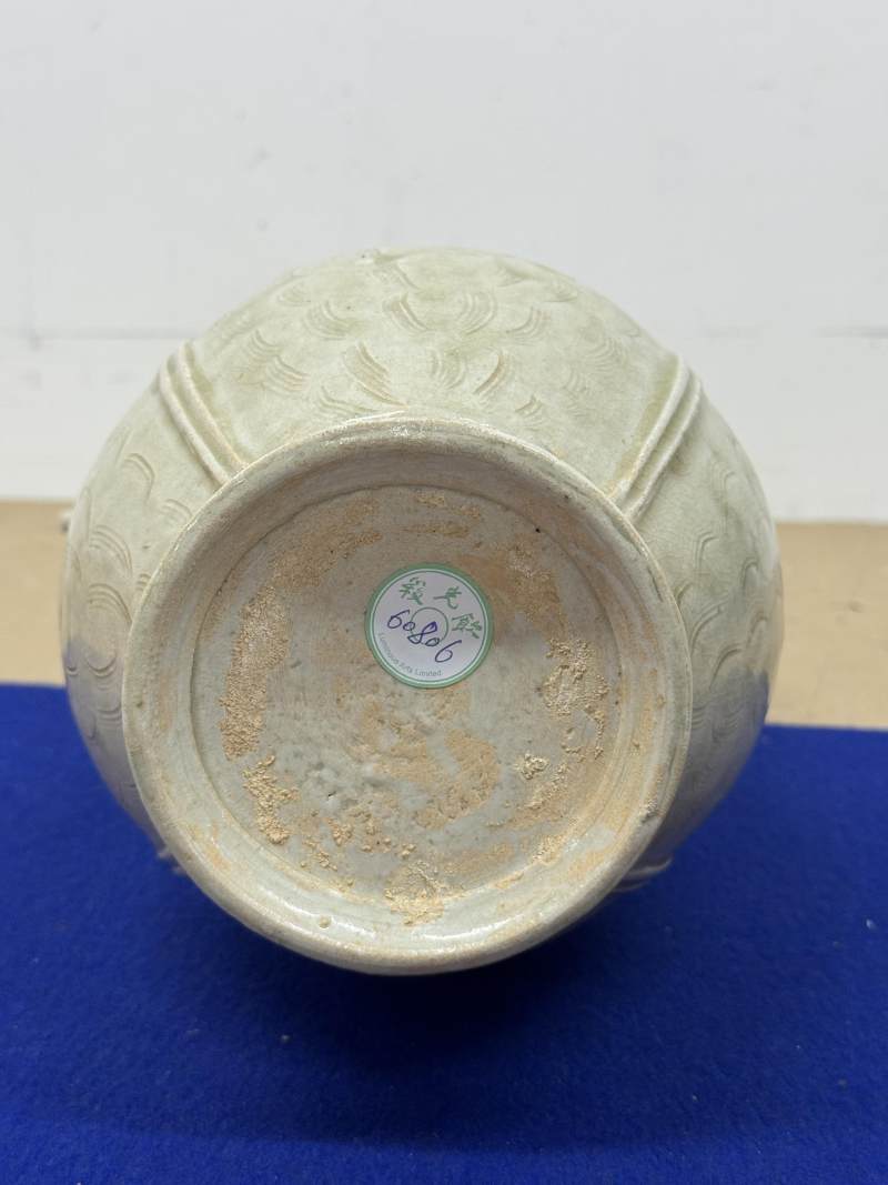 金村窯青釉陰刻水波紋執壺 - 图8
