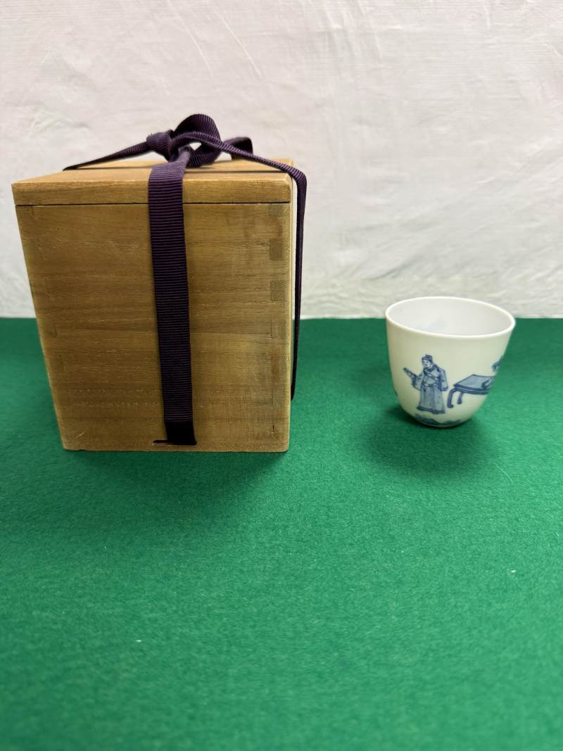 清康熙 青花高士圖杯 - 图3