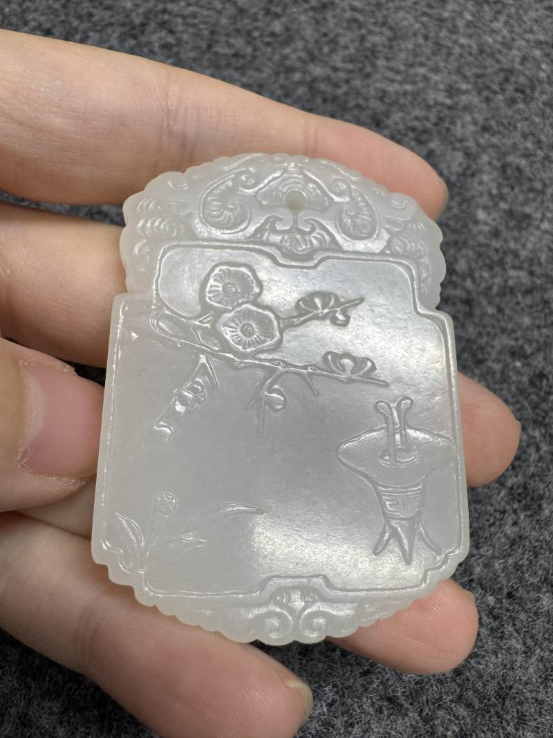 清 白玉「增華進爵」牌 - 图3