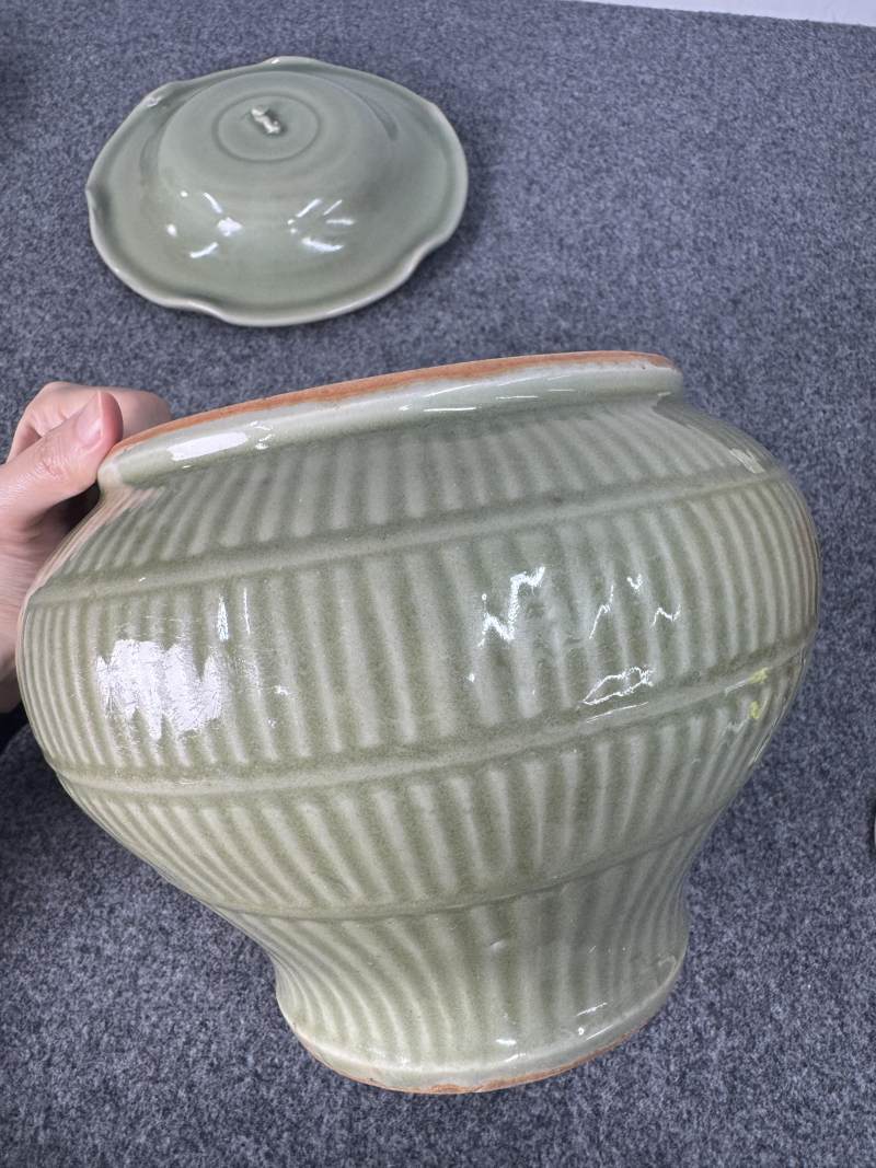 元 龍泉窯青釉蓋罐 - 图9