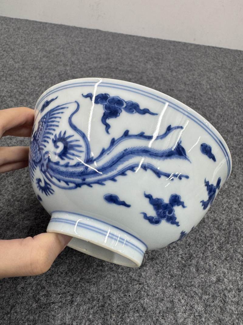 清康熙 青花鳳紋碗 - 图8