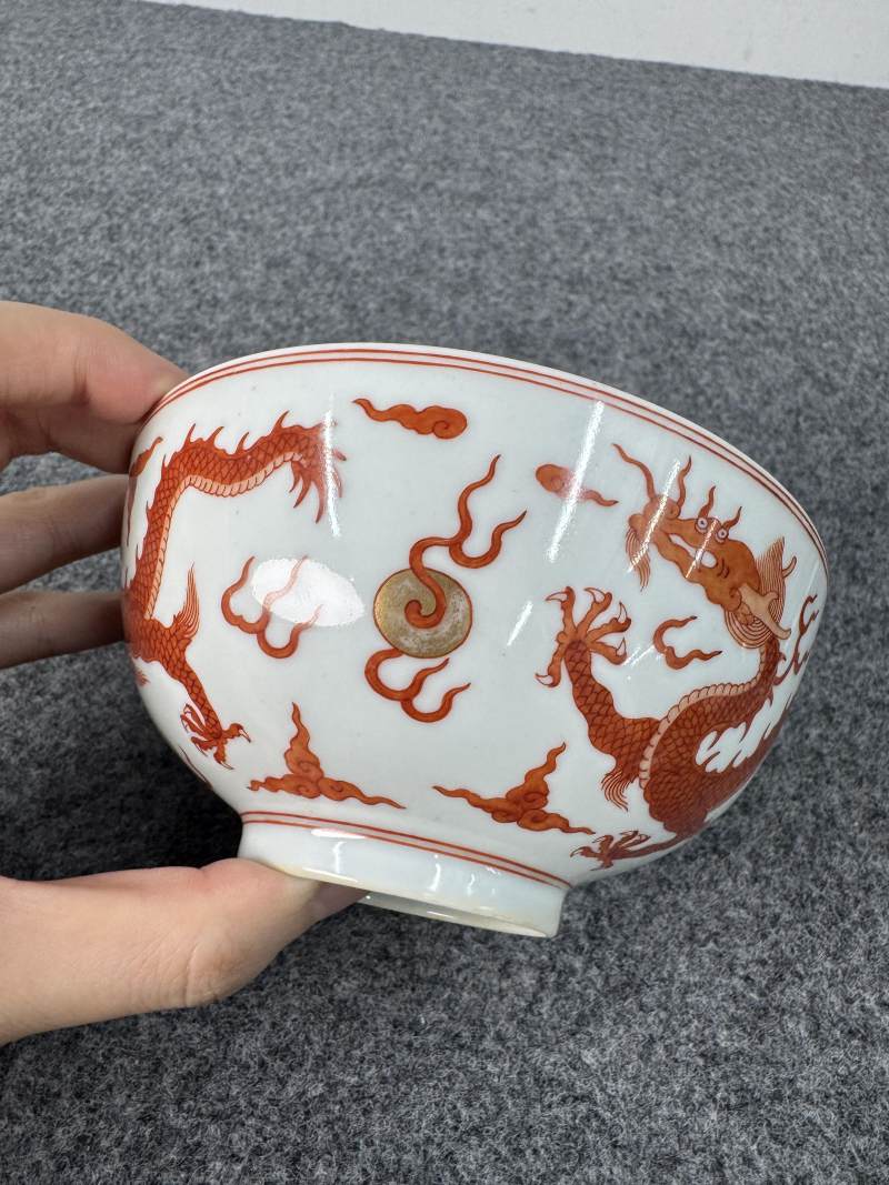 清雍正 礬紅龍紋碗 - 图2